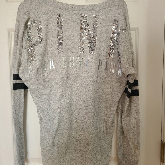 PINK Victoria's Secret Tops - PINK silver sequins long sleeve